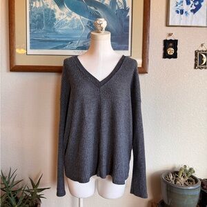 Charcoal Waffle Knit Top